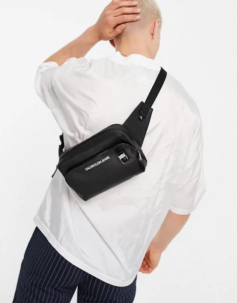 Черная сумка-кошелек на пояс из искусственной кожи с логотипом Calvin Klein Jeans-Черный цвет