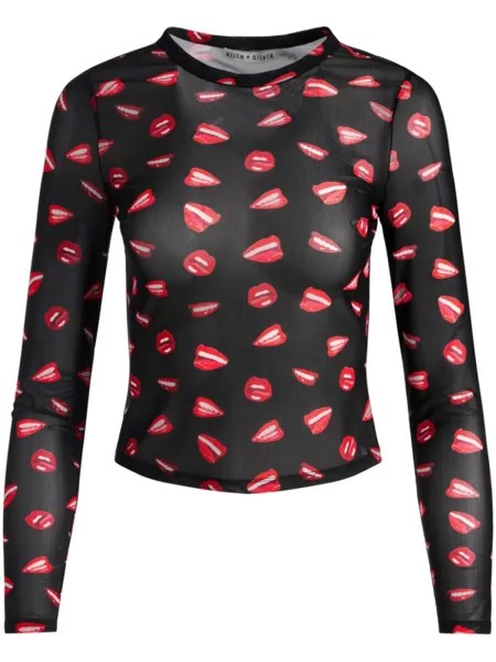 Alice + olivia x Tom Wesselmann Укороченный топ Delaina, черный