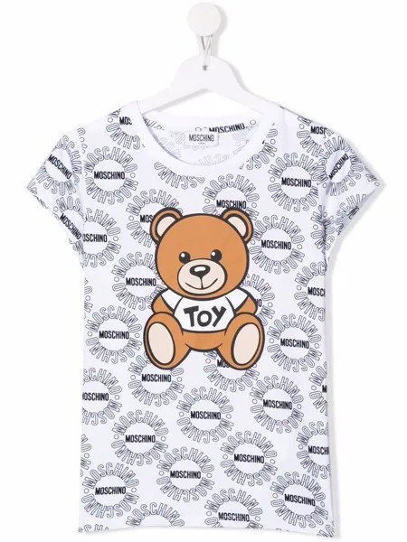 Moschino Kids футболка Teddy Bear с монограммой