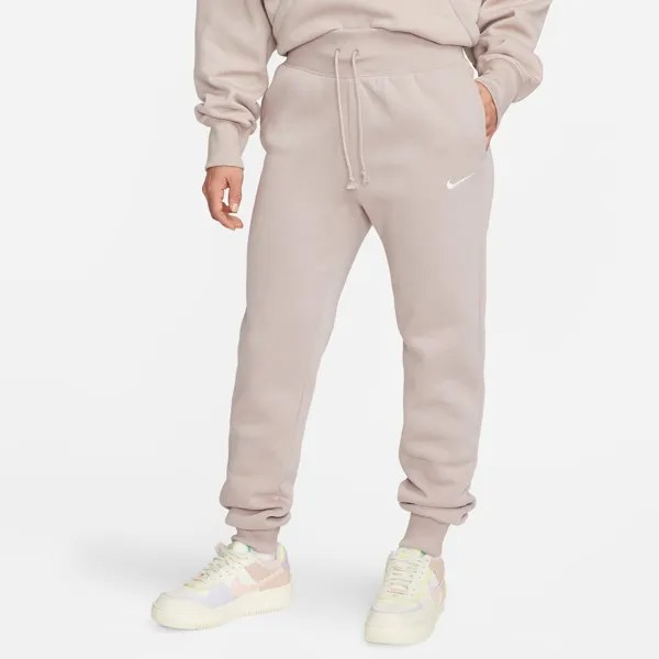 Женские флисовые спортивные штаны для бега с высокой талией Nike Sportswear Phoenix, коричневый