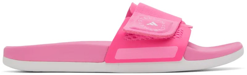 Розовые шлепанцы на липучках Adidas By Stella Mccartney