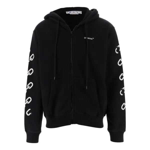 Толстовка Men's OFF-WHITE FW22 Chain Logo Printing Zipper Loose Fit Autumn Black, черный