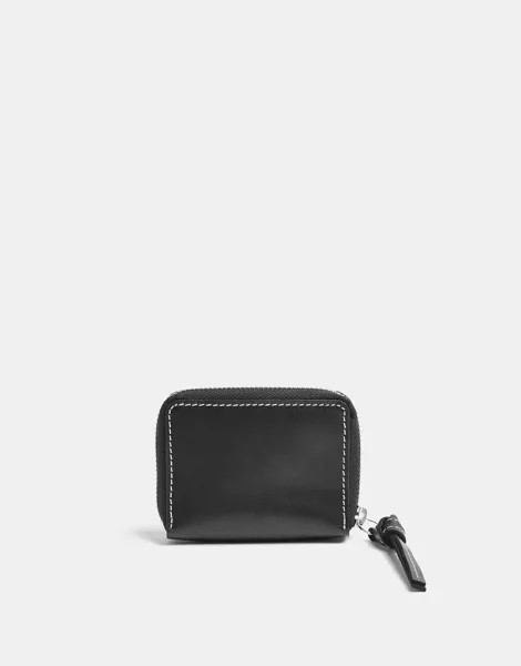 Черный кожаный кошелек на молнии Topshop-Черный цвет