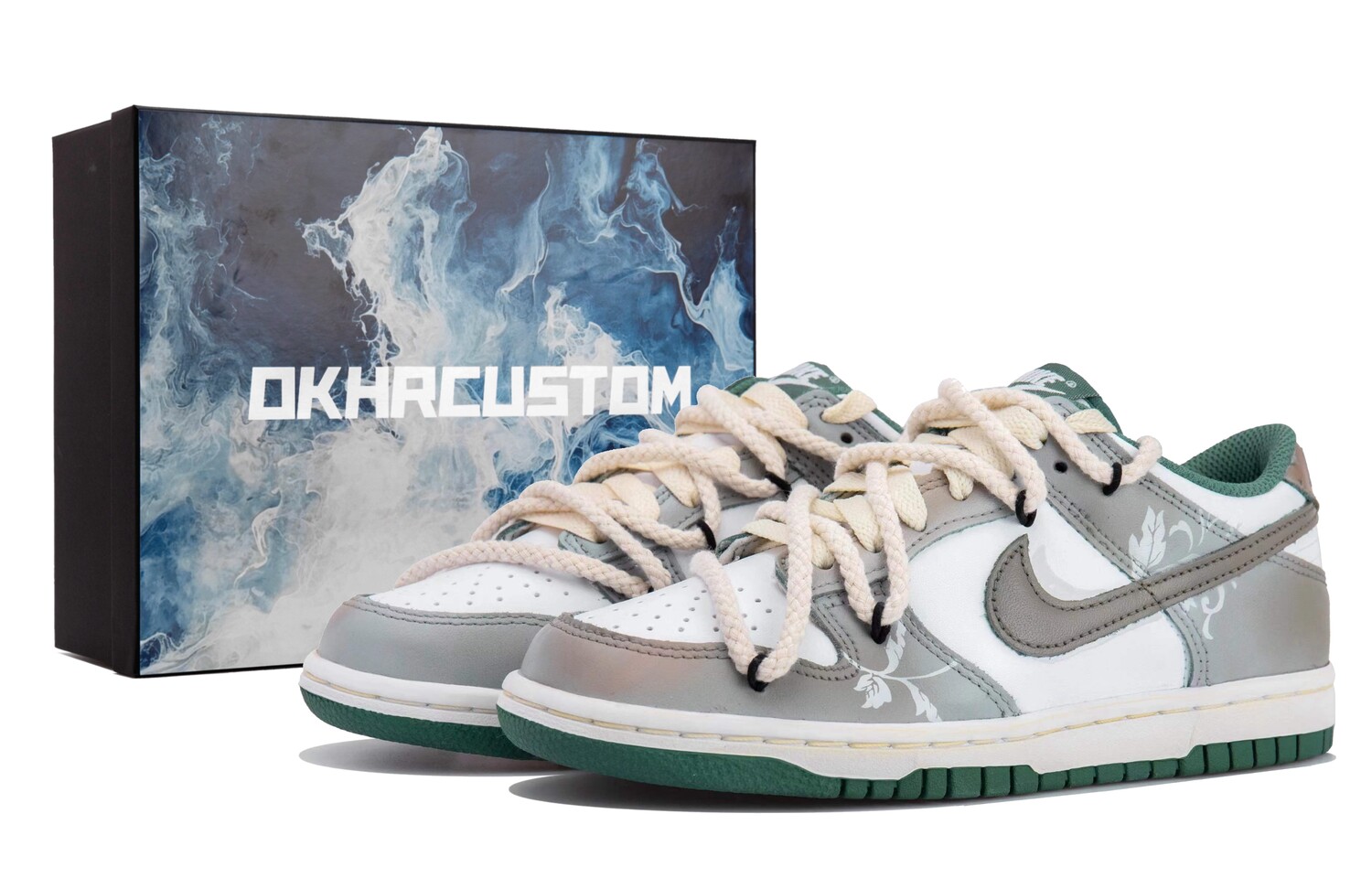 Кроссовки Nike Dunk Skateboarding Shoes Women's Low-top White/green, зеленый
