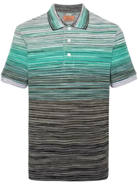 Missoni рубашка поло из пике с узором, зеленый