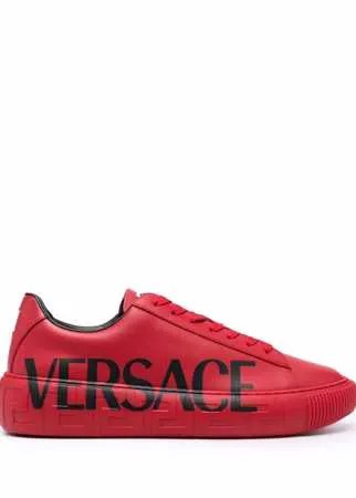 Versace кеды с логотипом и узором Greca