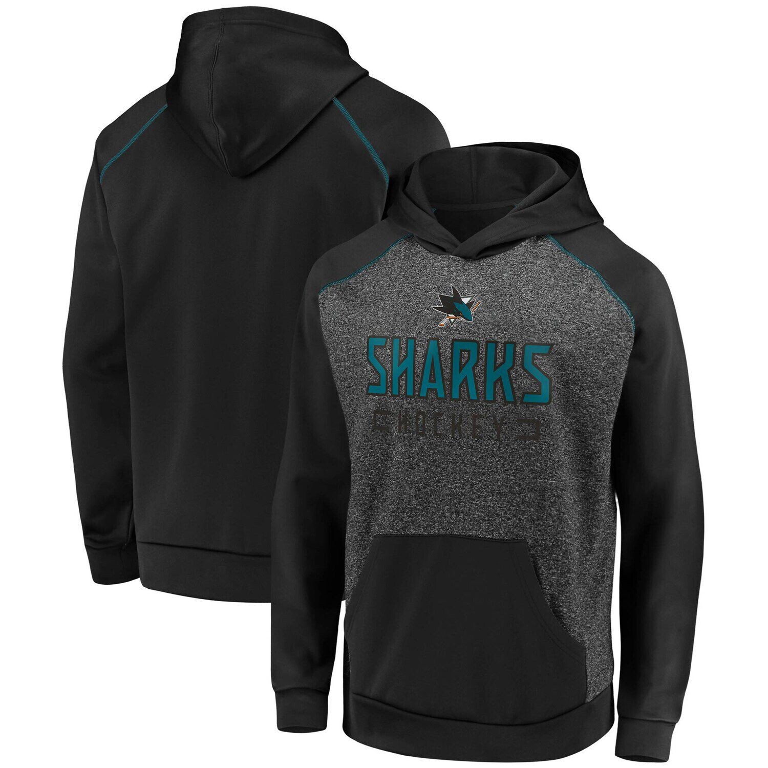 Мужская брендовая угольно-черная толстовка с капюшоном San Jose Sharks Game Day Ready Chiller Fleece Pullover Fanatics
