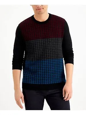 CLUBROOM Мужской черный пуловер с круглым вырезом в ломаную клетку, свитер XXL
