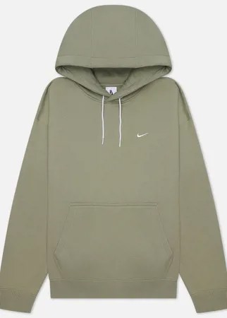 Мужская толстовка Nike NRG Solo Swoosh Fleece Hoodie, цвет оливковый, размер XS