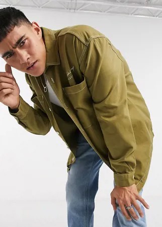 Рубашка зеленого цвета с эффектом потертости Reclaimed Vintage inspired-Зеленый