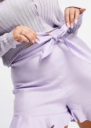 Сиреневые шорты с поясом ASOS DESIGN Curve-Фиолетовый цвет