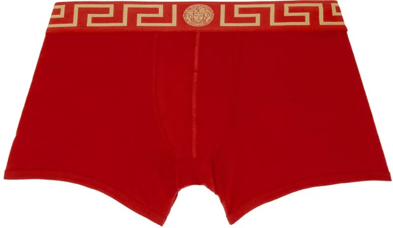 Красные трусы-боксеры с каймой Greca Versace Underwear