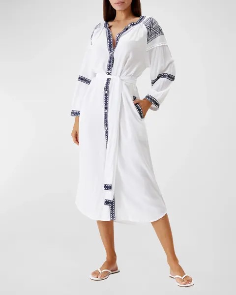 Платье-рубашка Ally с вышивкой Melissa Odabash, цвет White Navy