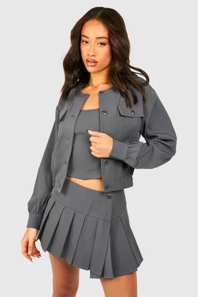 Бомбер с карманами boohoo, серый