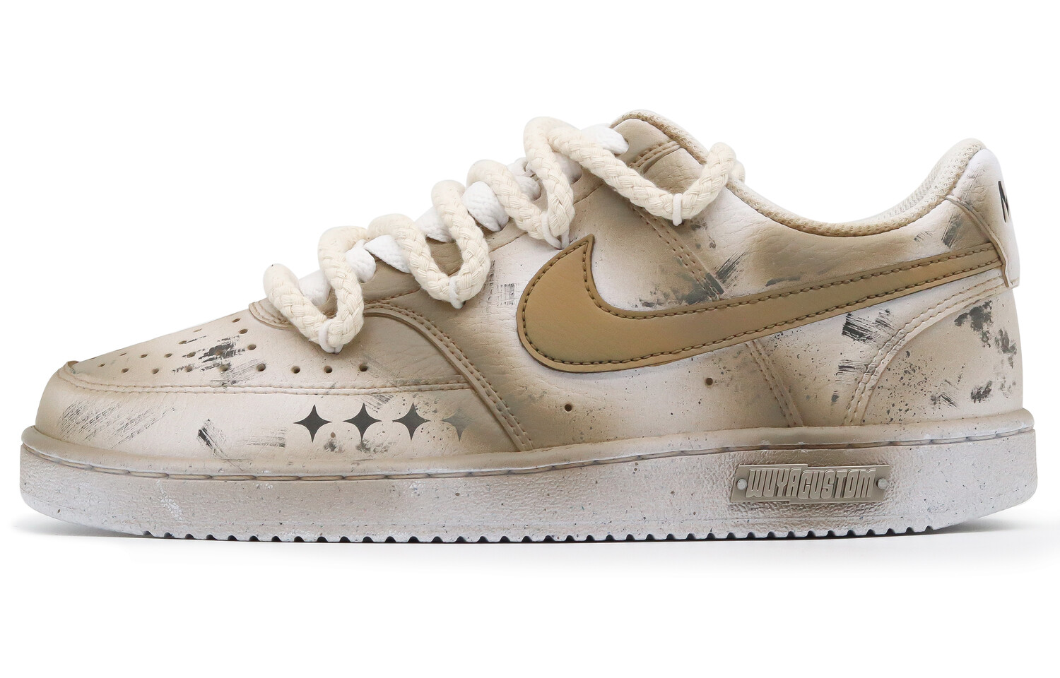 Кроссовки Nike Court Vision 1 Skateboarding Shoes Women's Low-top White/Brown, хаки