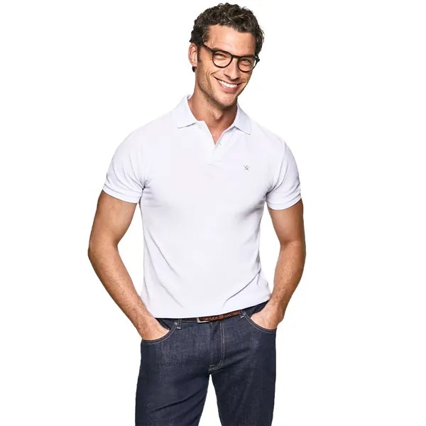 Поло с коротким рукавом Hackett Slim Fit, белый