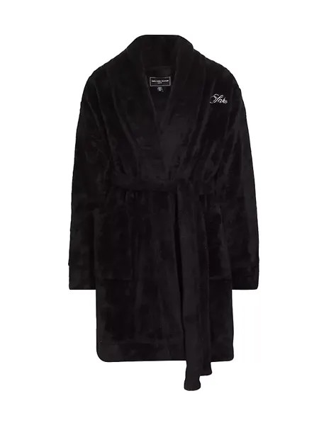 КОЛЛЕКЦИЯ Плюшевый халат с вышитым логотипом Saks Fifth Avenue, цвет moonless night