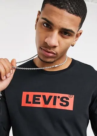 Черный лонгслив с прямоугольным логотипом на груди Levi's – эксклюзивно для ASOS-Черный цвет