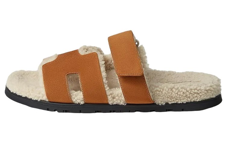 Шипровые шлепанцы мужские коричневые Hermes
