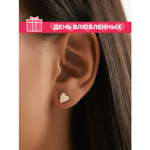 Серьги MIESTILO Серьги серебро 925 с жемчугом гвоздики пусеты ювелирные, серебро, 925 проба, желтый, золотой