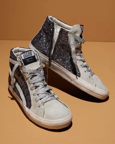 Кроссовки Slide Mid-Top из блестящей кожи Golden Goose