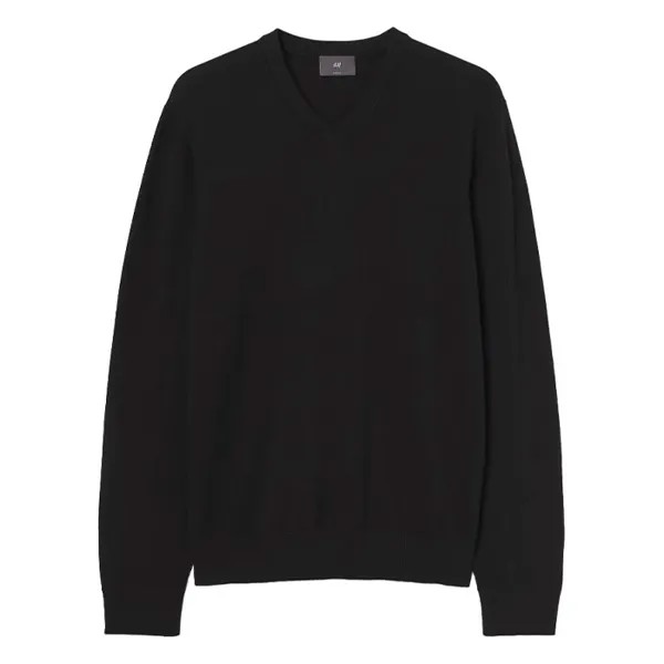 Пуловер H&M V-neck Cotton, черный