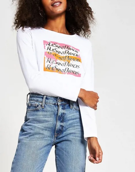 Белый лонгслив с графическим принтом River Island