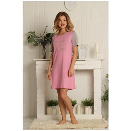 Сорочка Mix-mode, короткий рукав, трикотажная, размер 44, розовый