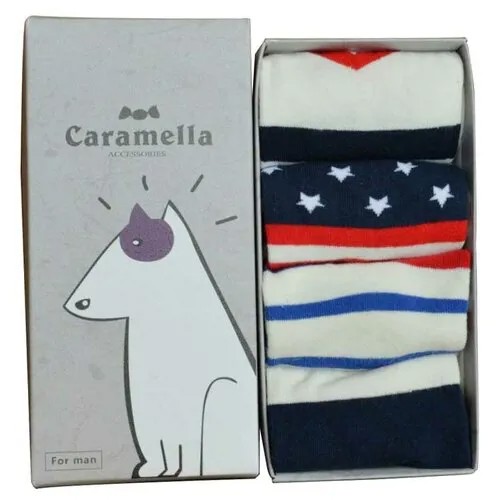 Носки Caramella Бультерьер-2, 4 пары, размер 23-27, белый/красный/синий