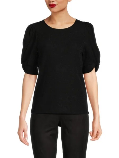 Топ с объемными рукавами металлик Dkny, цвет Black Black