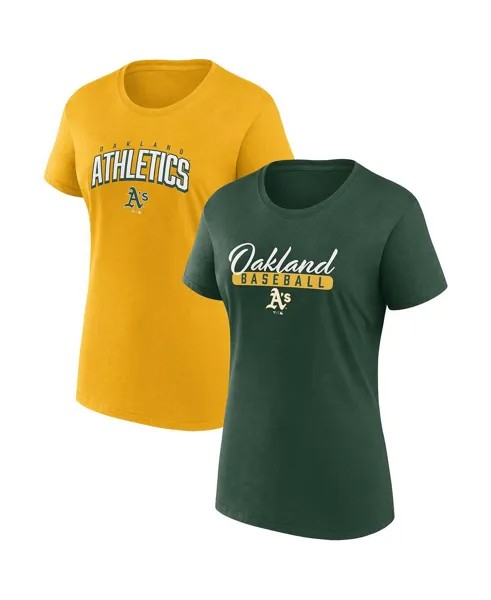 Женский комбинированный комплект футболок для фанатов легкой атлетики Окленда с логотипом зеленого и золотого цвета Fanatics
