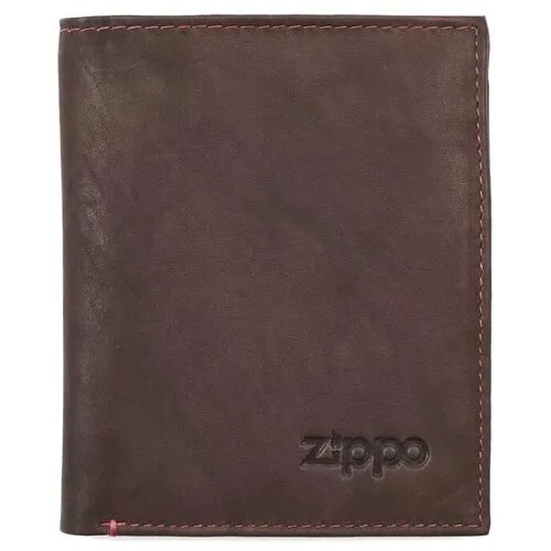 Портмоне Zippo, натуральная кожа, гладкая фактура, без застежки, отделения для карт и монет, коричневый