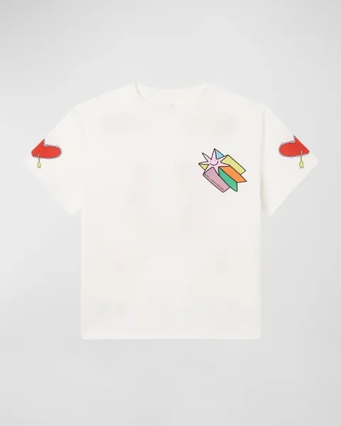Футболка с графическим логотипом и принтом Cosmic для девочек, размер 4–8 Stella McCartney Kids, цвет White
