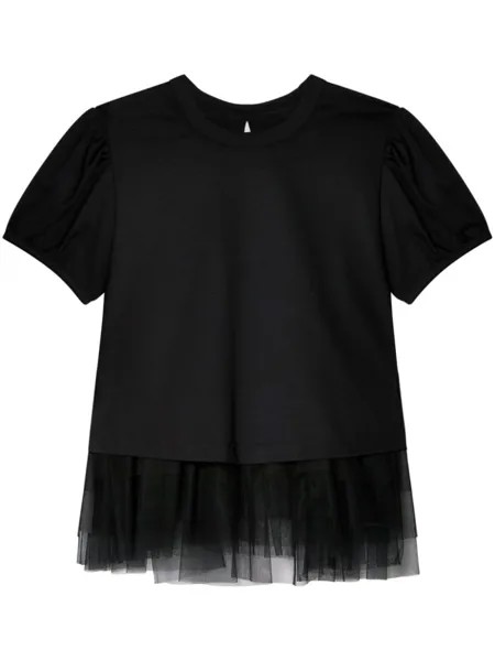 Noir Kei Ninomiya блузка со вставкой из тюля, черный