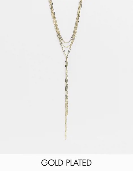 Позолоченное многорядное ожерелье-цепочка из массивных звеньев Luv AJ Maja-Золотой
