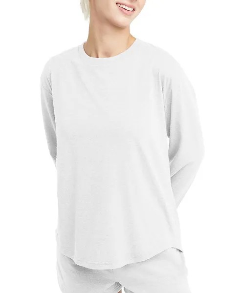 Женская свободная футболка Originals Triblend с длинными рукавами Hanes, слоновая кость/кремовый