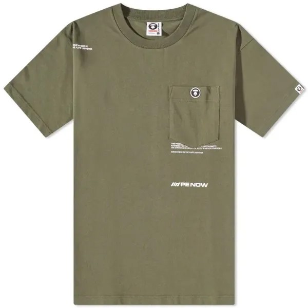 Футболка Aape Now Silicone Badge Pocket Tee, хаки