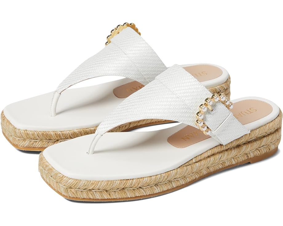 Сандалии Stuart Weitzman Pearl Buckle Espadrille Sandal, кремовый