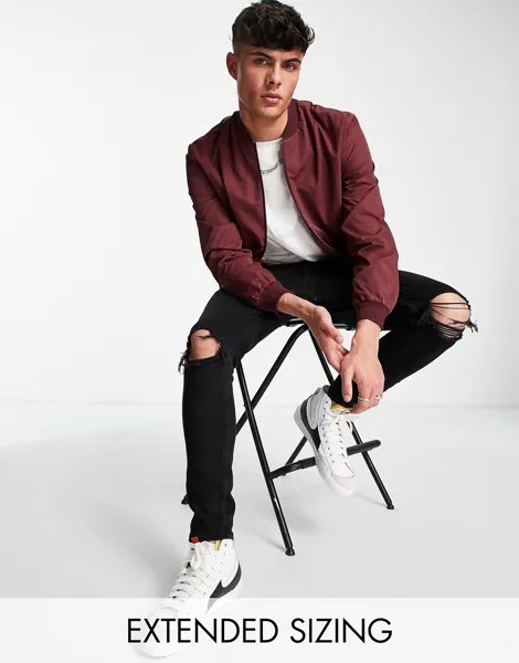 Бордовый легкий бомбер ASOS DESIGN