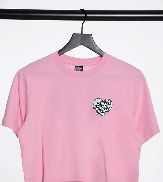 Розовая короткая футболка с принтом сердца Santa Cruz эксклюзивно для ASOS-Розовый