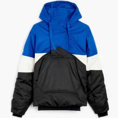 Мужская куртка-пуховик Adidas CLRDO, размер M, на средней подкладке, на молнии 1/4, синее пальто #344