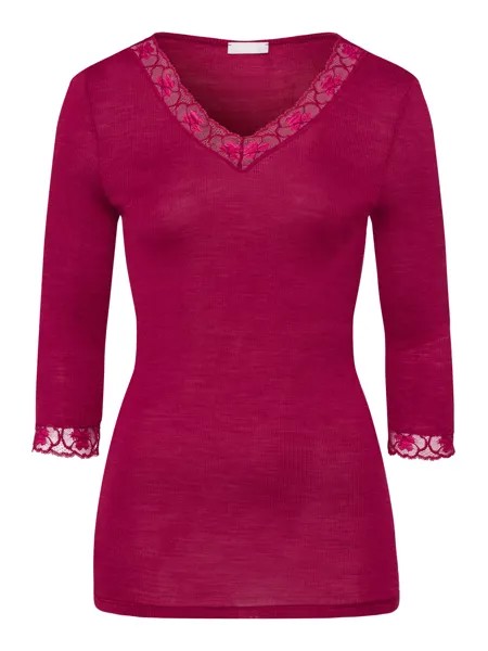 Топ Hanro Longsleeve Woolen Lace, цвет intense garnet