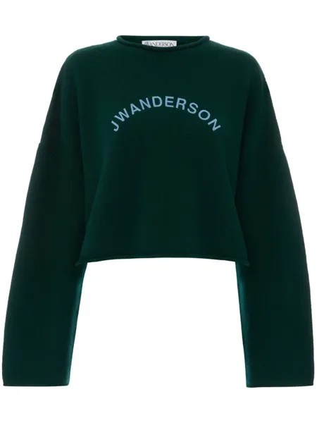 JW Anderson укороченный джемпер с логотипом, зеленый