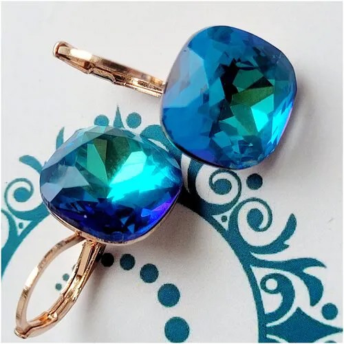 Серьги с кристаллами Swarovski Cushion 12 mm