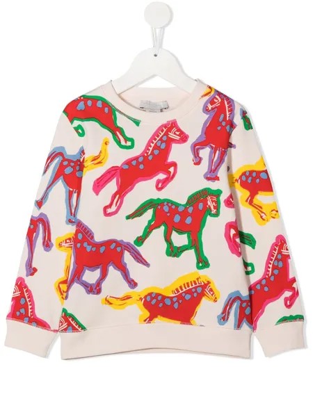 Stella McCartney Kids толстовка с круглым вырезом и анималистичным принтом