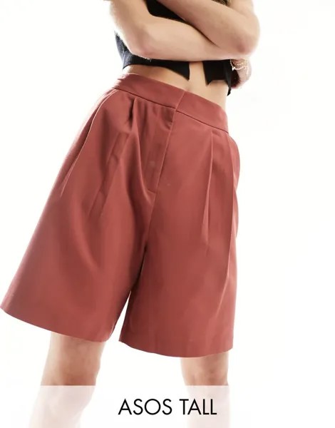 Ржавые удлиненные шорты строгого кроя ASOS DESIGN Tall