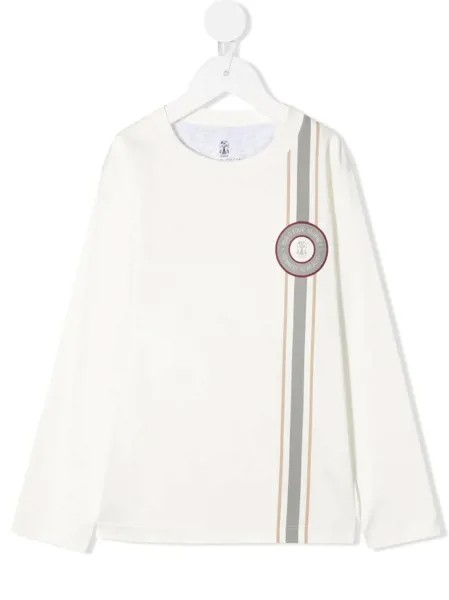 Brunello Cucinelli Kids топ с длинными рукавами и логотипом