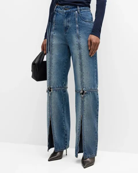 Прямые джинсы Andie на молнии Wynn Hamlyn, цвет Washed Indigo