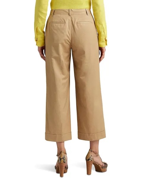 Брюки LAUREN Ralph Lauren Pleated Cotton Twill Cropped Pants, цвет Birch Tan