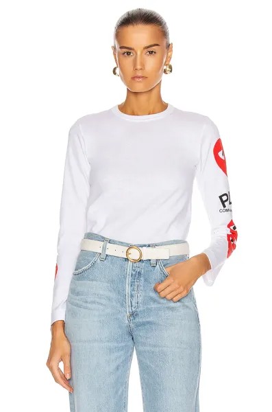 Футболка Comme des Garçons Long Sleeve Logo Emblem, белый